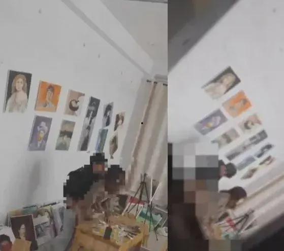 画室情侣画室视频吃瓜,吃瓜群众围观校园爱情